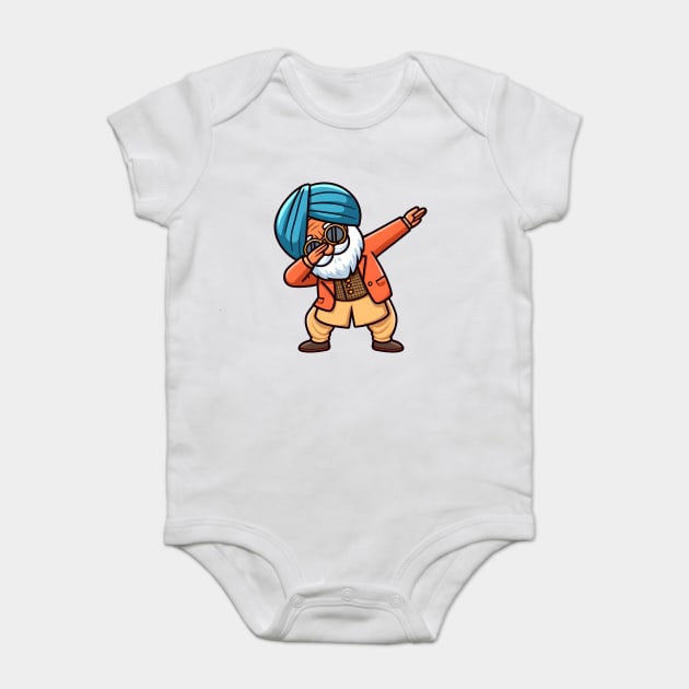 A punjabi old man dabbing - cheerful life Baby Bodysuit by PUNJABISTYL